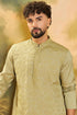 Green Silk Blend Solid Embroidered Straight Kurta MKU1497