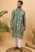 Green Viscose Rayon Batik Embroidered Straight Kurta With Pant Set MKSET1500