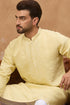 Yellow Silk Blend Solid Embroidered Straight Kurta With Pant Set MKSET1507
