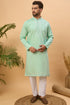 Blue Silk Blend Solid Embroidered Straight Kurta With Pant Set MKSET1508