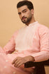 Peach Silk Blend Solid Embroidered Straight Kurta With Pant Set MKSET1510