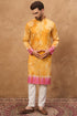Yellow Silk Blend Batik Embroidered Straight Kurta With Pant Set MKSET1513