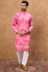 Pink Silk Blend Batik Embroidered Straight Kurta With Pant Set MKSET1515