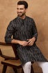 Black Silk Blend Geometric Printed Straight Kurta With Pant Set MKSET1516