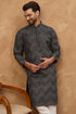 Black Silk Blend Geometric Printed Straight Kurta With Pant Set MKSET1520