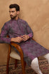Purple Silk Blend Geometric Printed Straight Kurta With Pant Set MKSET1521
