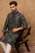 Black Silk Blend Geometric Printed Straight Kurta MKU1528