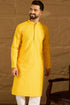 Yellow Viscose Rayon Solid Embroidered Straight Kurta MKU1552