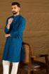 Blue Viscose Rayon Solid Embroidered Straight Kurta with Trouser MKSET1555