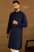 Navy Blue Viscose Rayon Solid Embroidered Straight Kurta MKU1556