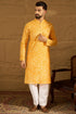 Yellow Cotton Batik Embroidered Straight Kurta MKU1675