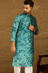 Blue Cotton Batik Embroidered Straight Kurta MKU1676