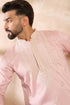 Pink Silk Geometric Embroidered Straight Kurta MKU1683
