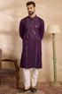 Purple Silk Blend Geometric Embroidered Straight Kurta MKU1687