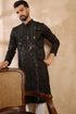 Black Silk Blend Geometric Embroidered Straight Kurta With Trouser MKSET1689