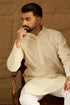 Off White Cotton Solid Printed Straight Kurta with Trouser MKSET1699