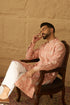 Peach Viscose Rayon Solid Embroidered Straight Kurta with Trouser MKSET1705