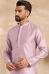 Lavender Polyester Solid Embroidered Straight Kurta With Trouser MKSET1736