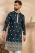 Navy Blue Polyester Solid Embroidered Straight Kurta MKU1810