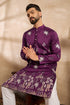 Purple Polyester Solid Embroidered Straight Kurta MKU1834