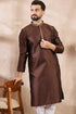 Brown Silk Blend Solid Woven Design Straight Kurta MKU1855