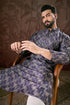 Violet Silk Blend Chevron Printed Straight Kurta MKU1917
