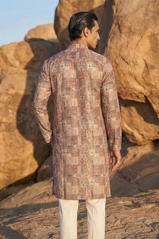 Ethnic Bay Multi Silk Blend Printed Straight Kurta With Trousers MKSET1939