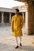 Ethnic Bay Yellow Silk Blend Embroidered Straight Kurta With Trousers MKSET2073