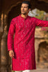 Ethnic Bay Mens Pink Silk Blend Solid Embroidered Kurta MKU2076