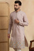 Lavender Silk Blend Embroidered Straight Kurta MKU2094