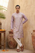 Ethnic Bay Lavender Silk Blend Embroidered Straight Kurta With Trousers MKSET2106