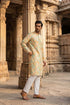 Ethnic Bay Green Silk Blend Printed Straight Kurta With Trousers MKSET2118
