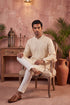 Ethnic Bay Men Off White Silk Blend Embroidered Straight Kurta Sets MKSET2129