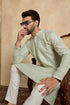 Ethnic Bay Silk Blend Green Solid Embroidered Calf Length Straight Kurta MKU2133