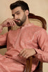 Ethnic Bay Silk Blend Peach Solid Embroidered Calf Length Straight Kurta MKU2136