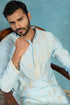 Ethnic Bay Silk Blend Blue Solid Embroidered Calf Length Straight Kurta MKU2141