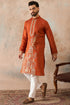 Ethnic Bay Mens Brown Viscose Rayon Solid Emboidered Straight Kurta With Trouser MKSET2206