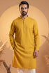 Ethnic Bay Mens Yellow Silk Blend Solid Solid Kurta MKU2222