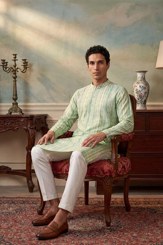 Ethnic Bay Mens Multi Silk Blend Abstract Printed Kurta MKU2251