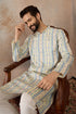 Ethnic Bay Mens Multi Silk Blend Abstract Printed Kurta With Trousers MKSET2252