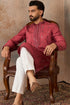 Ethnic Bay Mens Pink Silk Blend Solid Embroidered Sequins Kurta MKU2259