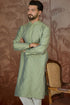 Ethnic Bay Mens Green Jacquard Solid Embroidered Kurta With Trouser MKSET2499