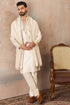 Ethnic Bay Mens Off White Silk Blend Solid Embroidered Kurta & Trouser With Dupatta MKPD1021
