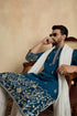 Ethnic Bay Men Blue Chanderi Silk Solid Embroidered Straight Kurta Trouser with Dupatta MKPD1315